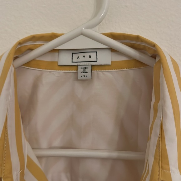 ☀️ AYR “The Deep End” Button-Down Shirt – Mac & Cheese Yellow Stripe French fry - Picture 7 of 9